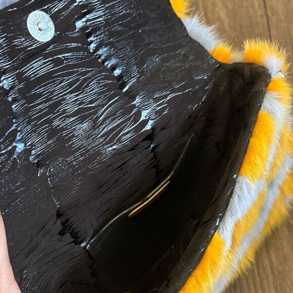 Real Mink Fur Colorblock Herringbone Pattern Handmade Slouchy Bag/Crossbody - Picture 16 of 16